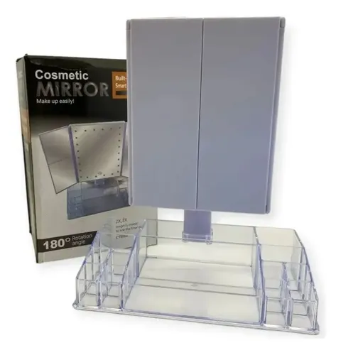 Espejo Led Maquillaje Con Organizador Y Zoom X2/x3