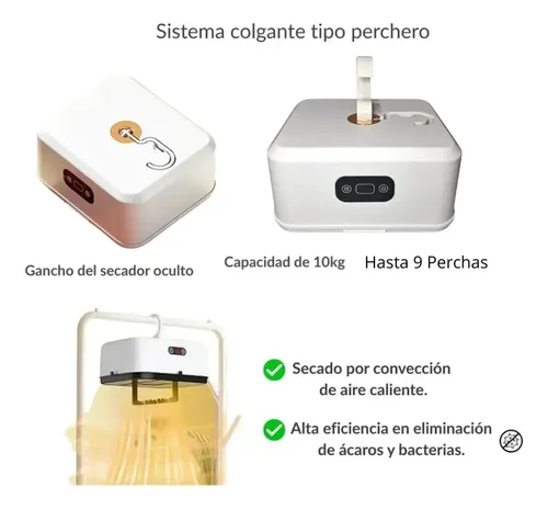 Secador De Ropa Portátil Eléctrico Plegable Secado Rápido Blanco