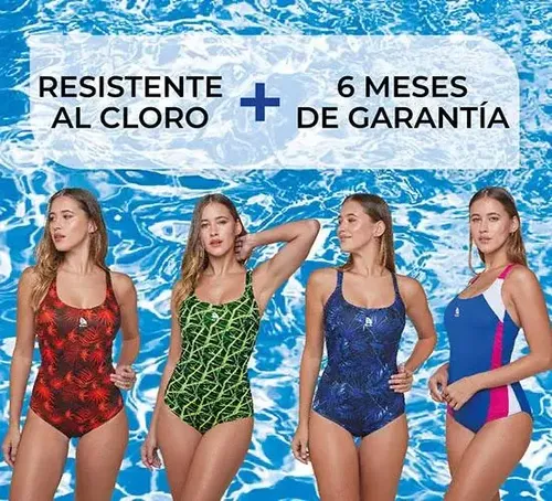 Malla Enteriza Dama Pileta Quickly1178 Resist.cloro Y Gorra!