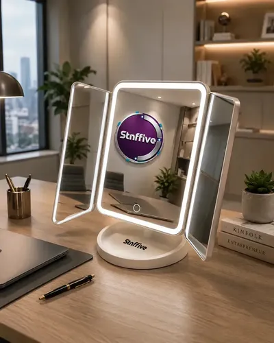Espejo de Maquillaje LED Tríptico Stnffive con Luz Regulable y Aumento 1x/2x/3x
