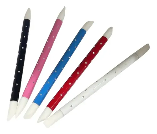 Pinceles De Goma Doble Punta X 5 Unidades Porcelana Uñas