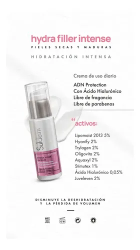 Crema Sulderm Hydra Filler Intense Ácido Hialurónico Día Noche 50g