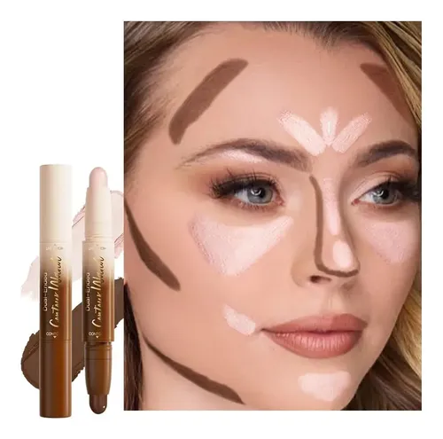 2en1 Cream Contour Highlighter Stick, Maquillaje Bronceador