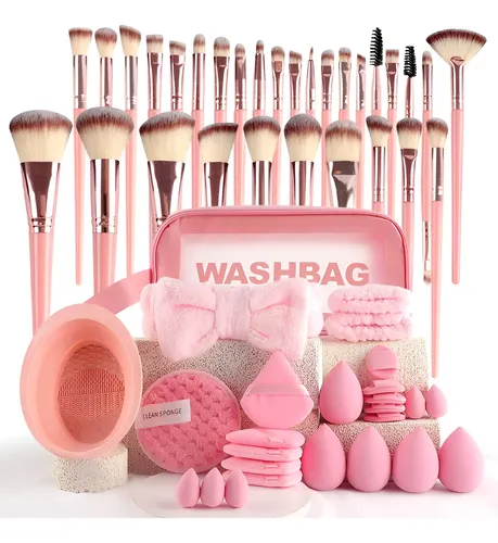 Kit De Maquillaje De 56 Piezas: Herramientas Y Esponjas