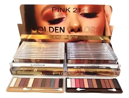 Paleta De Sombras Glitter Ojos Golden Colors Pink 21