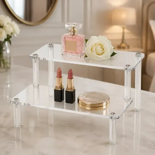 Organizador de Maquillaje Acrílico Waffy con 2 Compartimentos para Tocador