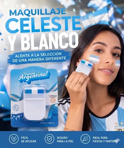 Pintacaras Stick Mundial  Maquillaje Argentina Duo Celeste