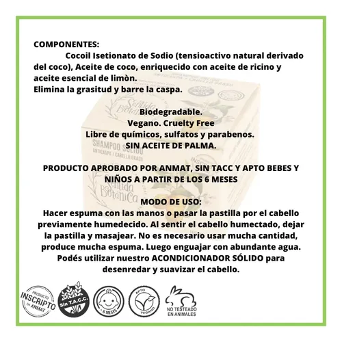 Shampoo Sólido-cabello Graso/anticaspa-sentida Botánica 100g