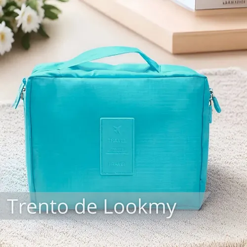 Neceser Lookmy porta cosmético celeste | necessaire viaje mujer hombre | organizador valija y cartera | porta maquillaje impermeable e interior lavable | ideal maleta, oficina, gym, avión