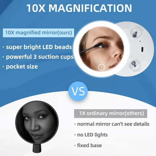 Espejo Compacto Con Luz Led Natural Y Aumento