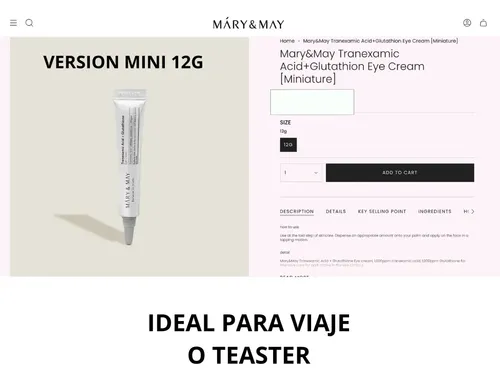 Mary&may Tranexamic Acid + Glutathione (mini) 12g Sample P Madura Día/noche
