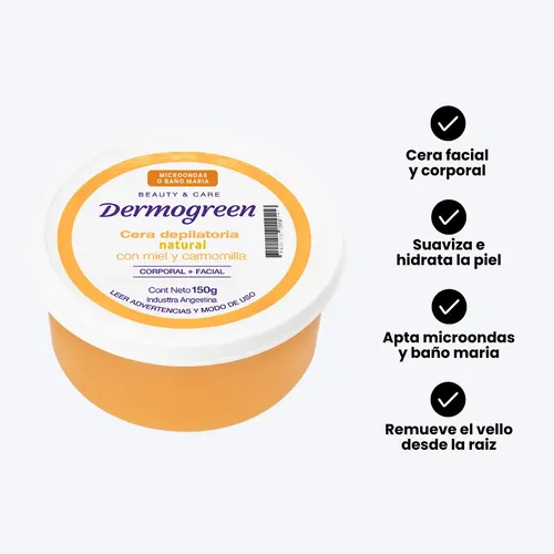 Cera Depilatoria Natural Facial Microondas 150gr Dermogreen