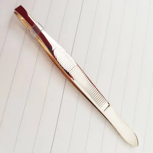 Pinzas De Cejas De Acero Inoxidable Dorado 9×0.8cm