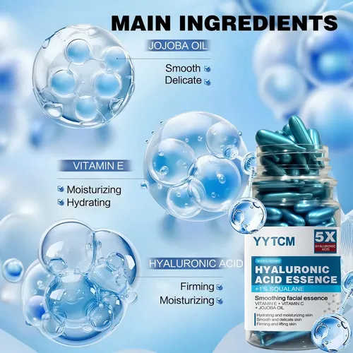 Sérum Facial De Ácido Hialurónico Yytcm, 0,4 Ml, 90 Cápsulas Todo Tipo De Piel Día/noche