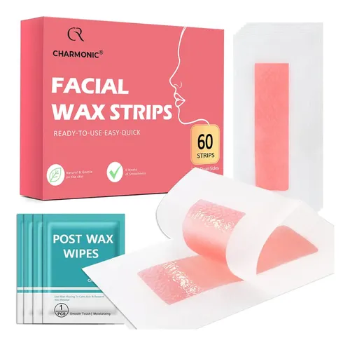 Tiras De Cera Facial Charmonic, 60 Unidades, Con Toallitas D