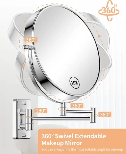 Espejo Baño Grande 9 Cromado Extensible 360° Aumento