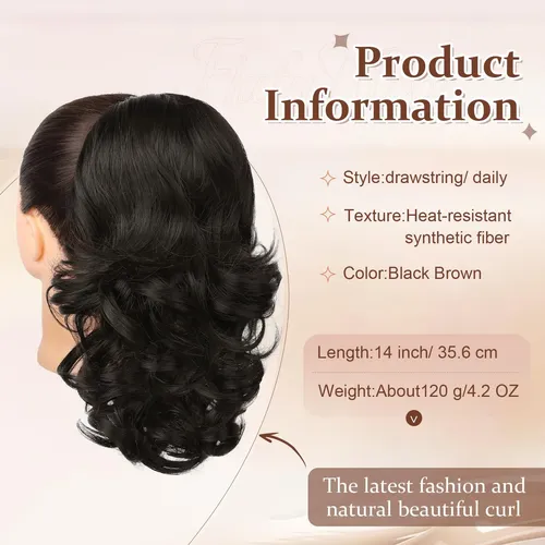 Extensión De Cola De Caballo Flufymooz 35 Cm Cabello Sintéti