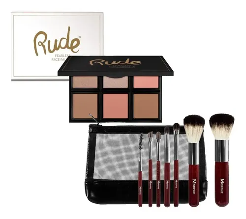 Kit 7 Brochas Morphe Y Paleta Para El Rostro Rude Cosmetics