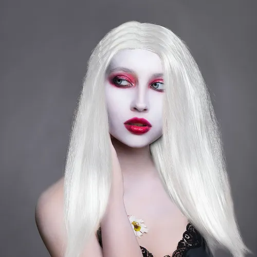 Peluca Larga Fantasmal Para Disfraz Cosplay De Festival