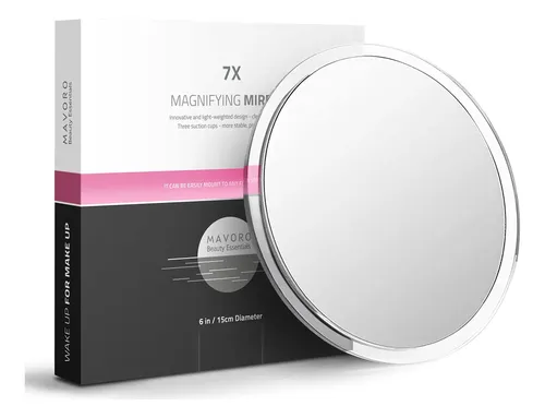 Espejo De Maquillaje Mavoro 15cm Aumento 7x Con Ventosas