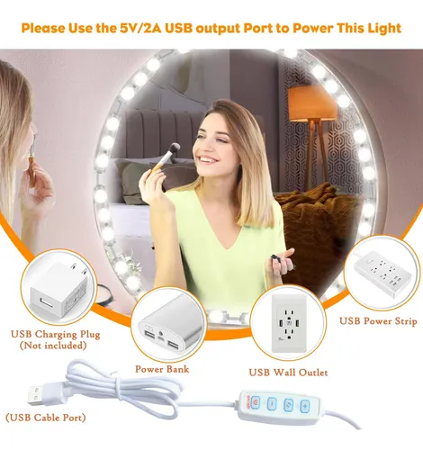 Tira Led Vanity Lights Dlomt, 3 Modos De Color, Alimentada P