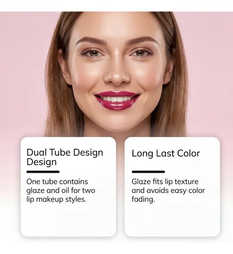 Cóctel Labial Brillante Amz, Combinado En Dos Funciones Rojo
