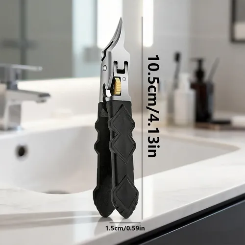 Black Anti-slip Grip Gear Lock Nail Clipper Set With