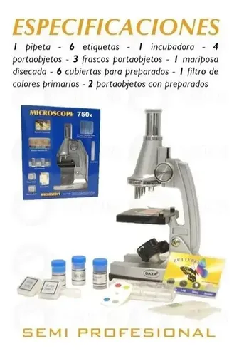 Microscopio Con Aumentos Luz Laboratorio Escolar Didactico Espejo Blanco