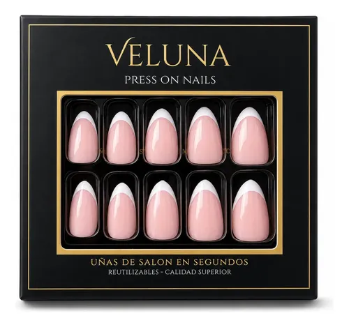 Uñas Postizas Press On Francesitas Reutilizable Veluna