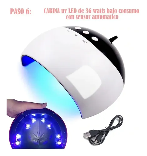Kit Completo Cabina 36 Watts Esmaltes Semipermanentes Gel Uv Torno Repujador Aceite Deco Strass Decoracion De Uñas Lápiz