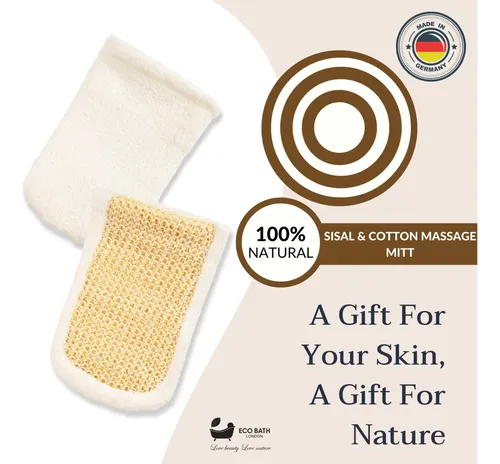 Manopla De Masaje Exfoliante De Bambú Y Algodón Natural
