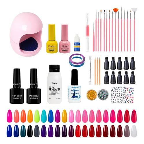 Kit Manicuria Uñas Cabina Bombon 6w Esmaltes Pinceles Strass