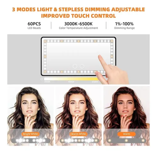 Espejo De Tocador Con Visera Solar Para Coche Con Luces, Led