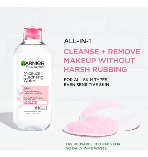 Agua Micelar Garnier 100 Ml Limpiador Facial Todo En 1