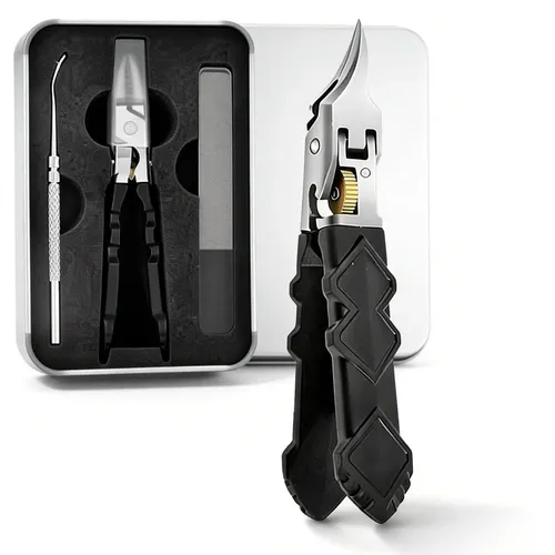 Cortauñas Negro Con Agarre Antideslizante Gear Lock, Agarre