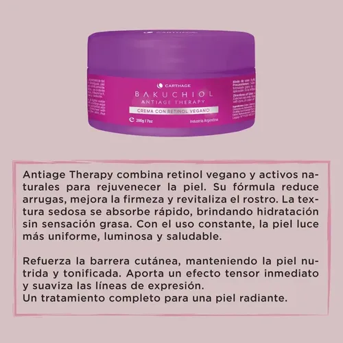 Crema Antiarrugas Carthage Bakuchiol Vegana Antiage Firmeza
