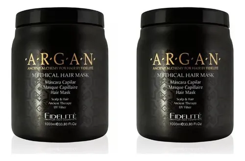 Pack Máscara Capilar Mythical Argan Fidelité x2 de 1000 mL Tratamiento Anti Frizz para Cabello Dañado