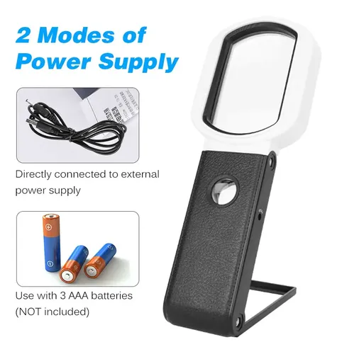 Lupa Plegable Con Luces Led Espejo De Aumento 2 De Mano