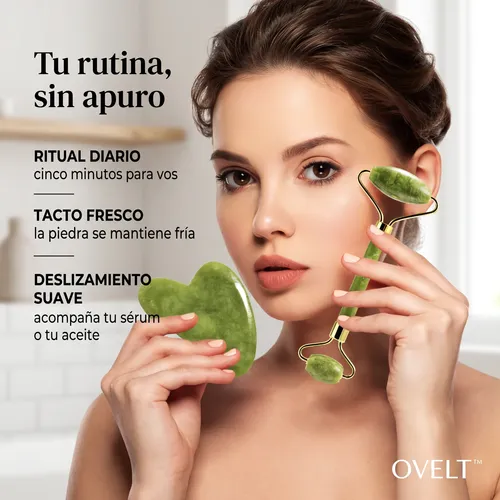 Masajeador Facial Rodillo De Jade Piedra Guasha Para Masaje