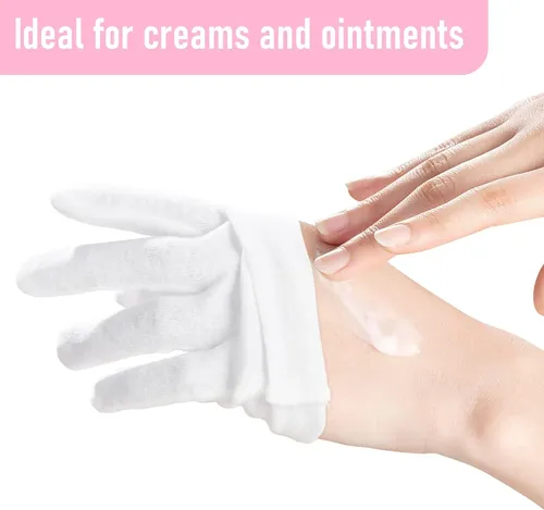 Guantes Algodón Blancos 6 Pares Para Manos Secas Medianos