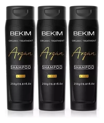 Shampoo Argan 4 Oils Tratamiento Capilar Bekim 250gr Pack X3