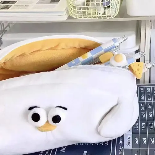 Neceser Pato Blanco Bolso De Maquillaje Viaje De Felpa Suave