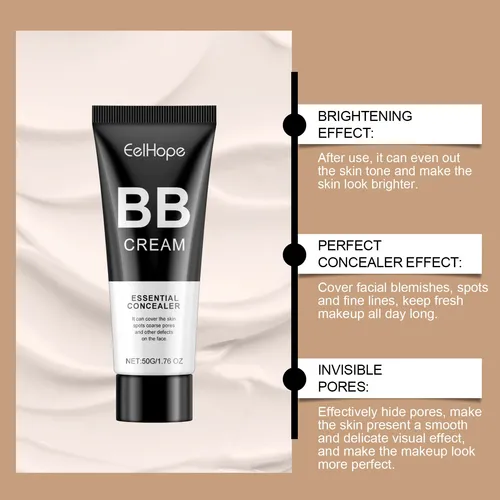 Crema Bb De Color Natural Eelhope, Hidratante Y Ligera Para