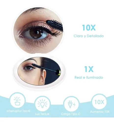 Espejo De Maquillaje Con Luz Led Y Plegable