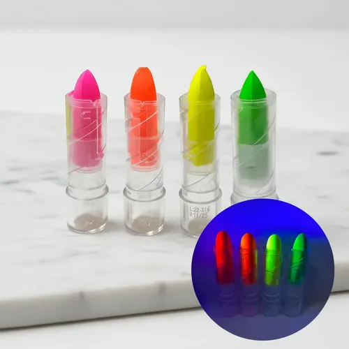 Labial Fluo Simple X 4 Maquillaje Brilla Uv Cotillon Pinta