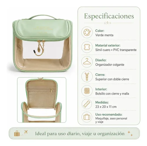 Neceser Organizador Transparente Maquillaje Viaje Colgante