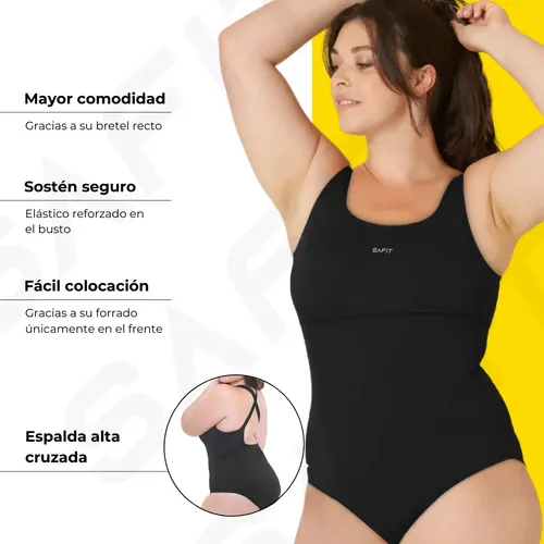 Malla Natación Talle Especial + Gorro Tela + Antiparra Safit