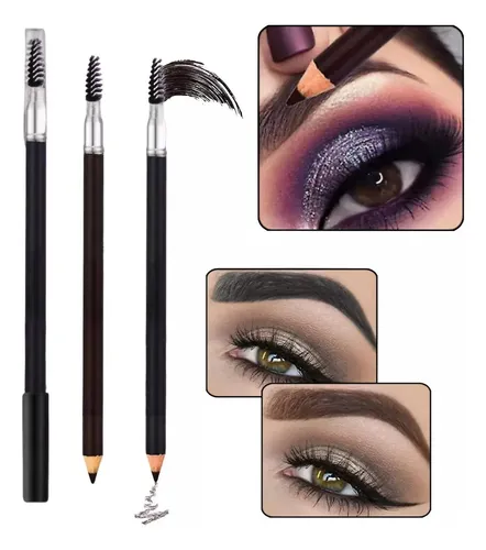 X3 Lapiz Maquillaje Cejas Doble Punta Cepillo Delineador