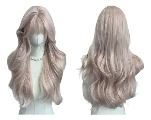 Peluca Larga Rosita Con Flequillo Y Red Para Cabello Nueva