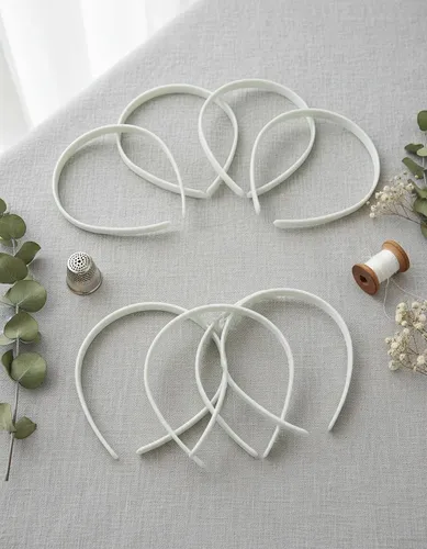 Vincha Plástica Plana De 1 Cm Para Forrar X 12 U. Color Blanco